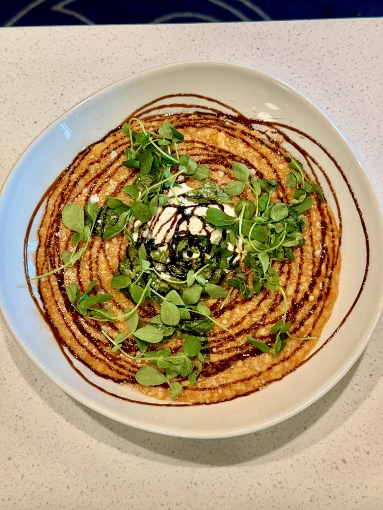 Risotto with microgreens and balsamic